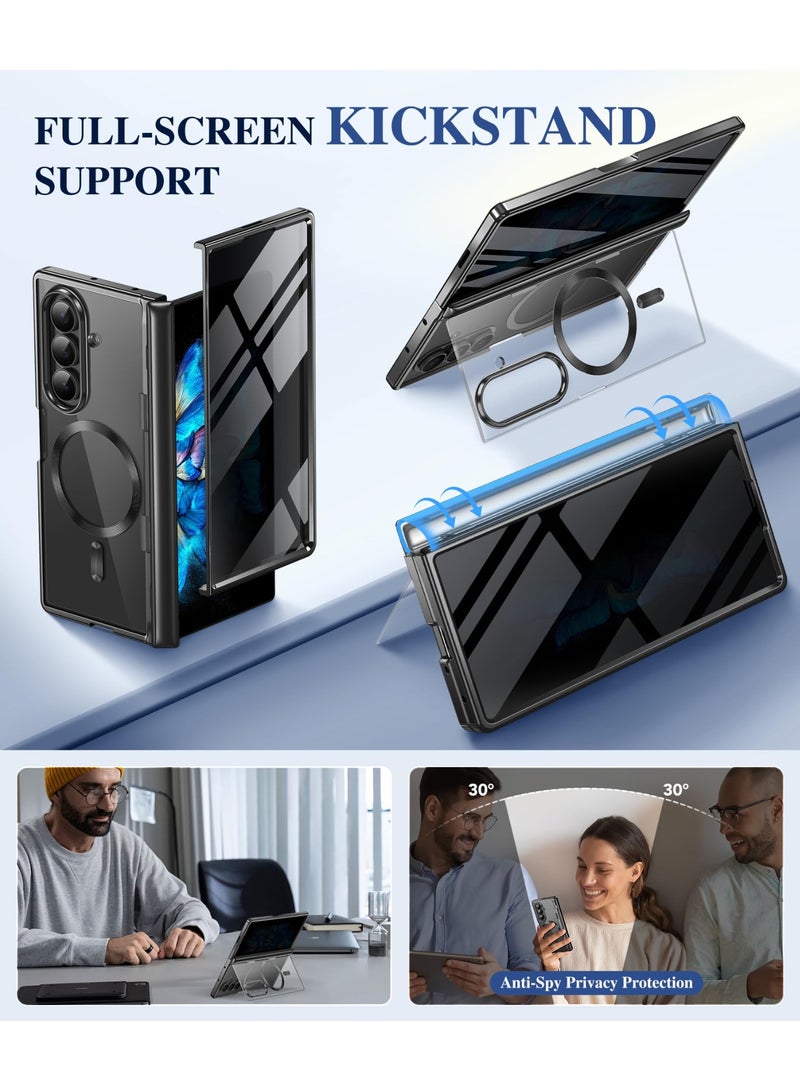 BERFY for Z Fold 7 Case with Privacy Screen Protector, [Compatible with Magsafe][Hidden Kickstand] Clear Plating Design Full-Body Slim Shockproof Hard Phone Case for Samsung Galaxy Z Fold 7, Black - Image 3